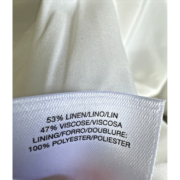 Kasper Women's Linen-Blend Printed Sleeveless Flared-Skirt Dress White Multi 16 - Picture 14 of 14